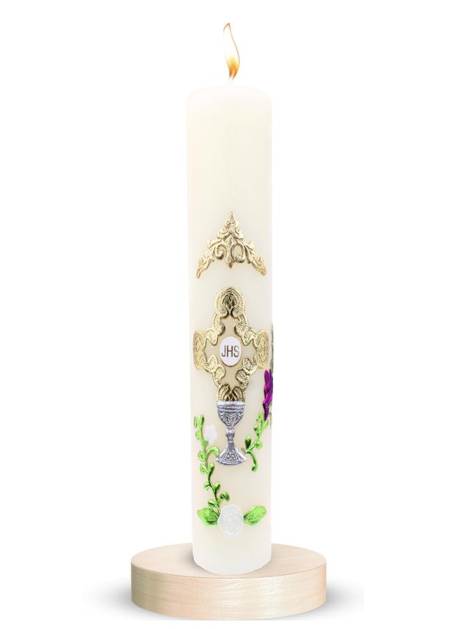 Nuestra Fe Authenthic First Communion Candle Made by Mexican Artisans at La Villa de Guadalupe | Vela de Primera comunion para niño o niña | Vela para Primera comunion para niña | First Communion Candle Set - Image 1